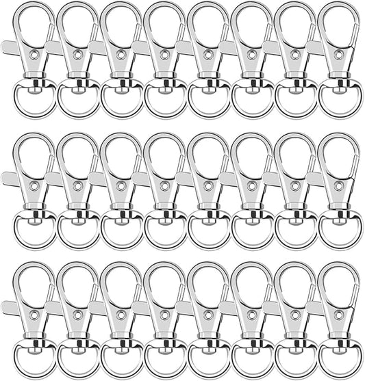 AUGSUN Metal Swivel Clasps Lanyard Snap Hook - 120pcs Lobster Claw Clasp for Keychain Crafts (Silver)