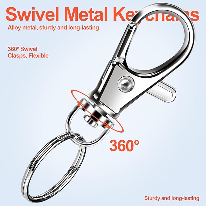 LEOBRO 480PCS Lobster Claw Clasps and Key Rings, Keychain Making Kit - 240PCS Keychain Clips and 240PCS Key Chain Ring, for Key Chains, Crafts, Lanyard, Key, Jewelry Making