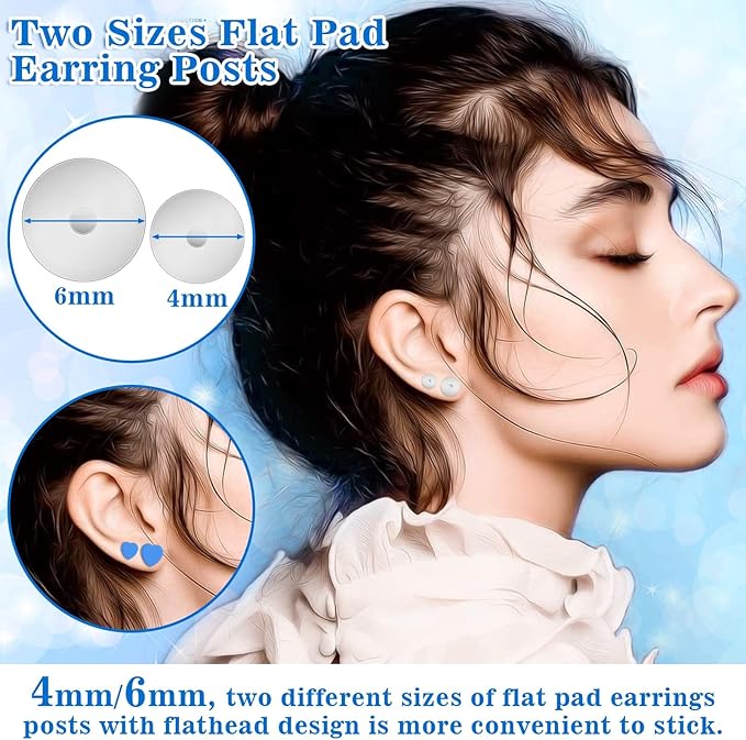 Evatage Multipurpose Adhesive Jewelry Glue with 1002Pcs Stainless Steel Earring Posts and Backs, Silver Stud Posts with Butterfly and Rubber Bullet Earring Backs for Jewelry Making Supplies Kit