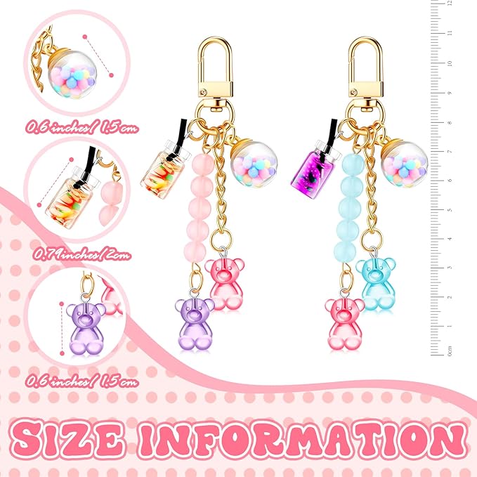 Ecally Cute Resin Bear Keychain Macaron Bear Keychains Candy Pendant Jewelry Gift Bag Key Ring Accessories for Girl Women