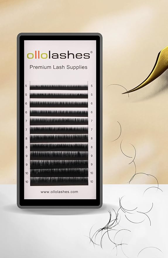 OLLOLASHES Bottom Lash Extension B C J Curl Mix4-10mm 0.03 0.05 0.07 0.10 0.15 thickness Black Color Super Matte Bottom Lash Extensions, Professional Supplies for Lash Techs (Bottom-B-0.05, 5-10mm)