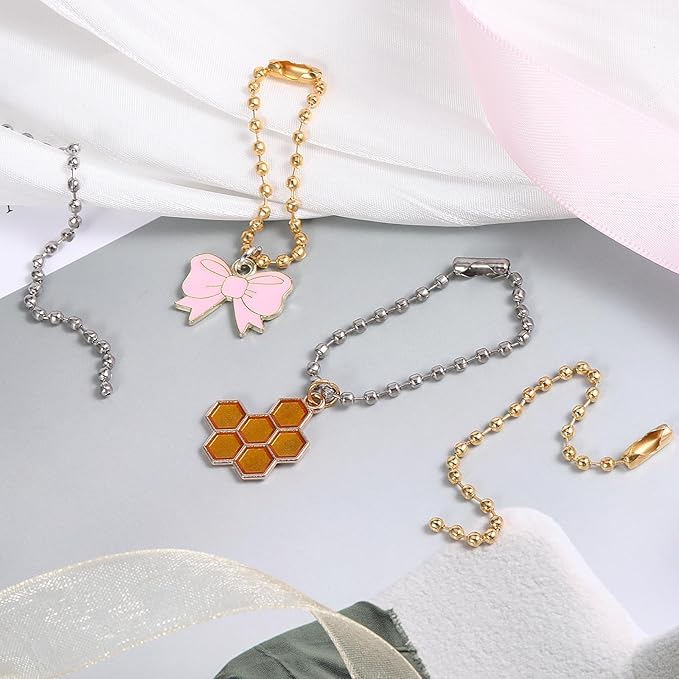 100 PCS Gold Sliver Ball Beads Chain, 4 Inch Dog Tag Chain for Jewelry Making, Stainless Steel Keychain Chains with Ball Chains Connector for Dog Tag Crafts Hanging Keychain Decoration Making