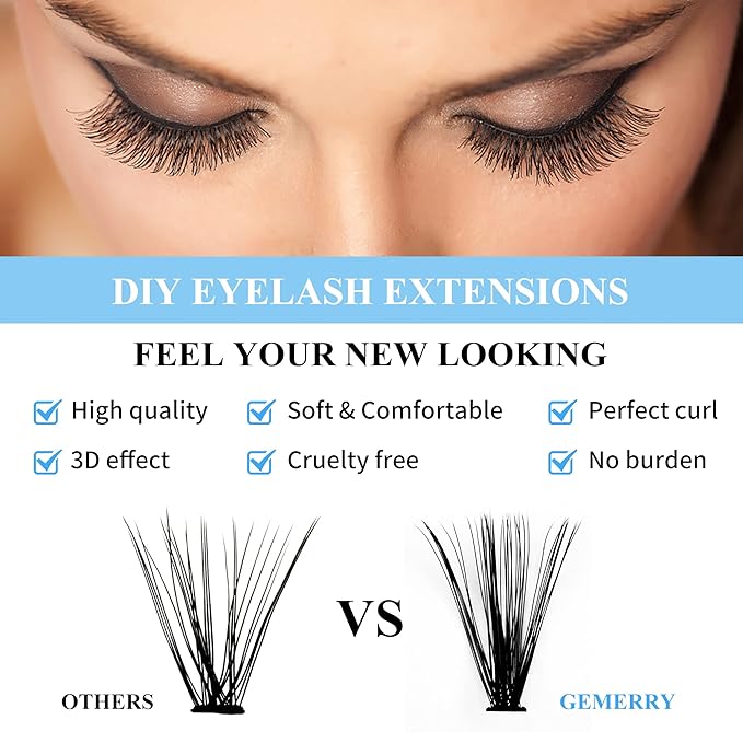 Individual Lashes Cluster Large Tray 240pcs Individual Lashes 0.07mm 10D/20D D Curl Mix 8-16mm Cluster Lashes Natural Lash Cluster Soft&Lightweight DIY Eyelash Extension By GEMERRY(10D/20D-D, 8-16)