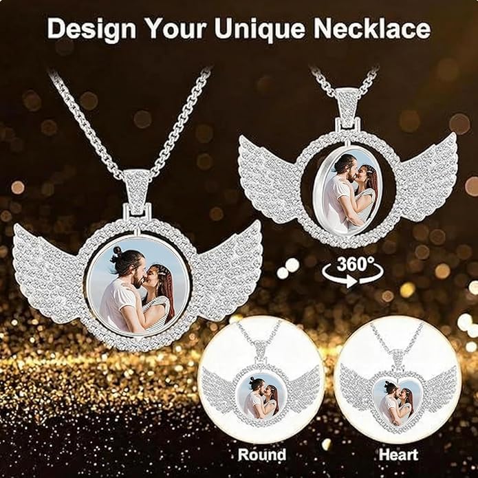 CLYLIFE Picture Necklace Personalized Photo,Custom Disc/Heart Pendant for Men Women Dad Mom Customized Necklace with Chain Photos Memorial Gifts for Mother's Day, Birthday, Anniversary