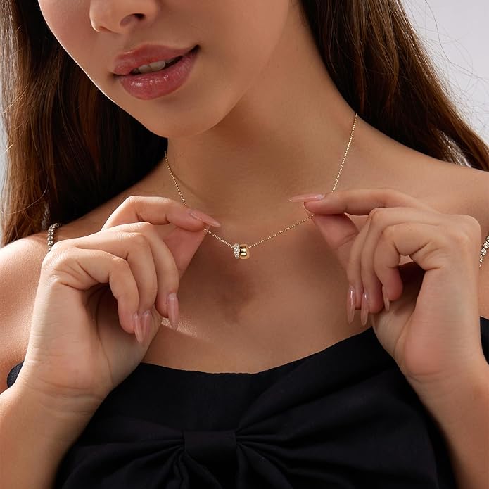 Luxval Diamond Pendant Gold Necklace for Women，Dainty 18k Gold Plated Choker Necklaces Simple Gold Jewelry Gifts for Women Girls