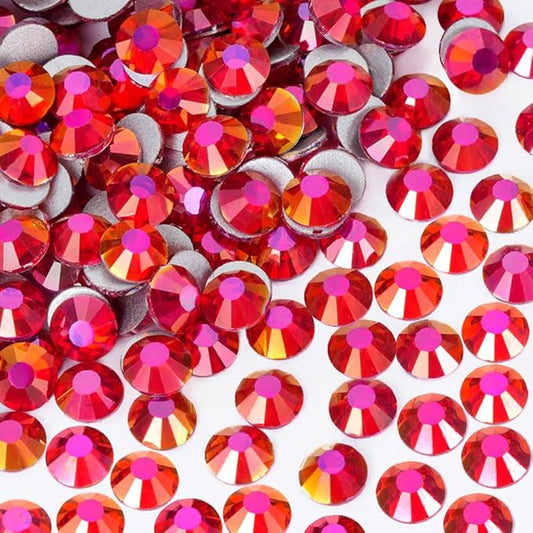 Glue Fix Crystal Flatback Rhinestones Glass Diamantes Gems for Crafting Nail Art Crafts Decorations Clothes Shoes 7.2mm (ss34 288pcs, Magenta)