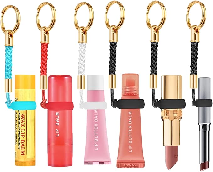 Lip Balm Holder Key Chains Cap For ChapStick,Lip Gloss Lipstick Holder KeyChain, Christmas Gifts Stocking Stuffers