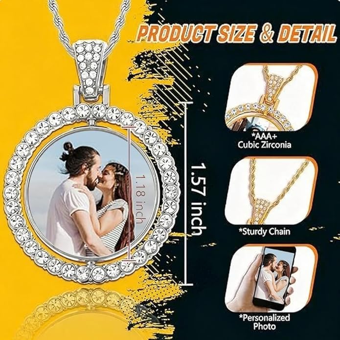 CLYLIFE Picture Necklace Personalized Photo,Custom Disc/Heart Pendant for Men Women Dad Mom Customized Necklace with Chain Photos Memorial Gifts for Mother's Day, Birthday, Anniversary