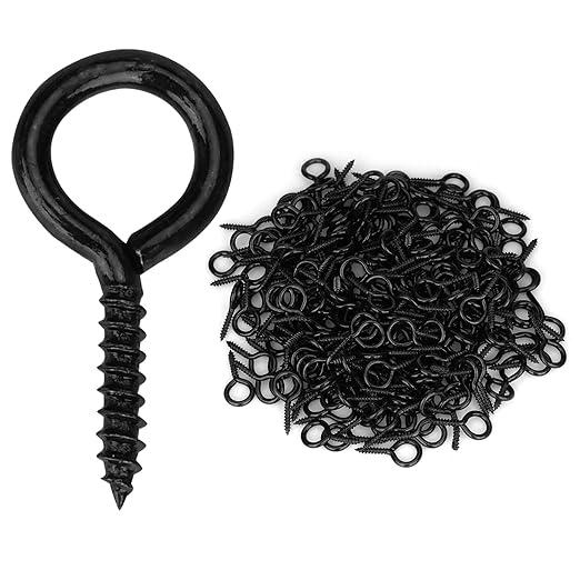 Aovchei Eye Screws, 300PCS 0.67 Inches Heavy Duty Metal Screw Hooks, Self Tapping Eye Bolts, Indoor & Outdoor for Hanging Artwork, Black