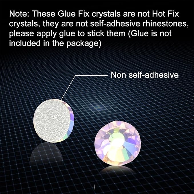 Jollin Glue Fix Crystal Flatback Rhinestones Glass Diamantes Gems for Crafting Nail Art Crafts Decorations Clothes Shoes 1.8mm (ss5 2880pcs, Pink AB)