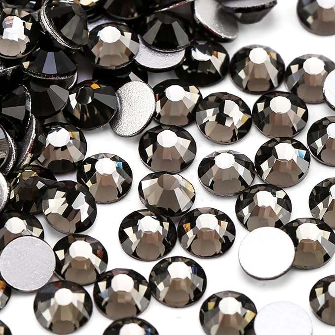 Glue Fix Crystal Flatback Rhinestones Glass Diamantes Gems for Crafting Nail Art Crafts Decorations Clothes Shoes 4.0mm (ss16 1440pcs, Gray)