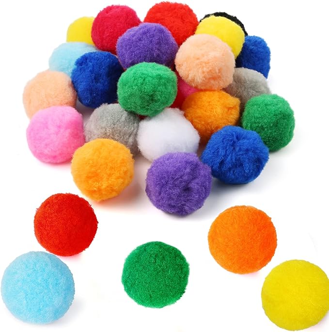 Pllieay 30pcs 15 Colors 2.4 Inch Very Large Assorted Pom Poms Arts and Crafts for DIY Creative Crafts Decorations, Water Balloons Outdoor Water Toys