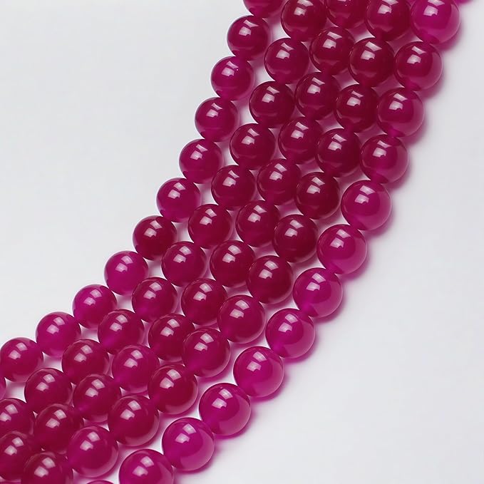 MJDCB Natural Rose Red Jade Round Loose Beads for Jewelry Making DIY Bracelet Necklac (4mm)