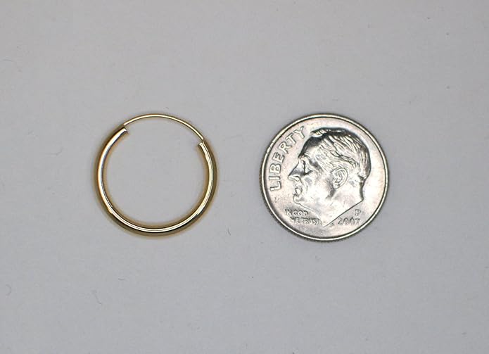 14K Yellow Gold Continuous Endless Hoop Earrings (2mm Tube)