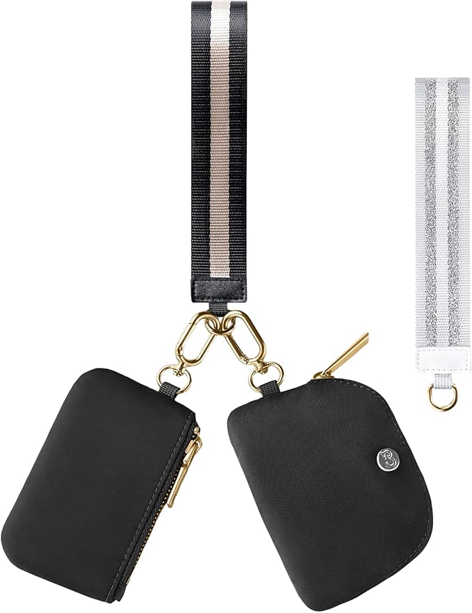 Babysun Mini Zip Around Dual Pouch Wristlet With 2 Straps Wristlet Keychain Wallet for Women Coin Purse Small Cute for Teen Girl
