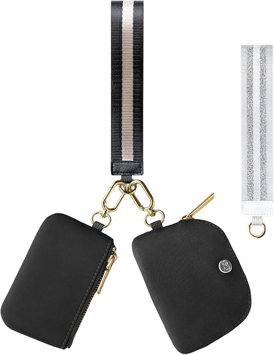 Babysun Mini Zip Around Dual Pouch Wristlet With 2 Straps Wristlet Keychain Wallet for Women Coin Purse Small Cute for Teen Girl