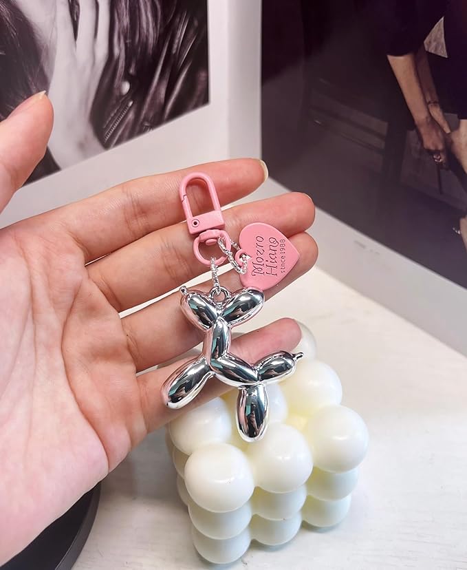 LAEKOU Jelly Balloon Dog Design Keychain for Women, Cute Girls Key Chain, Bag Charms Accessories for Car Purse Backpack
