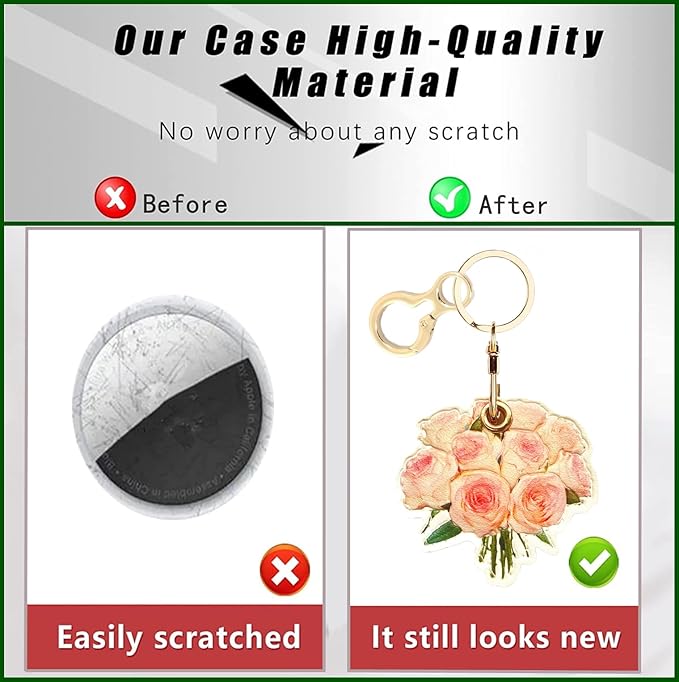 Leather Keychain Holder Case Compatible with AirTag,Cute Protective Apple Air Tag Cover with Keychain Ring,Anti-Scratch Finder GPS Tracker Case for Wallet Keys,Bag,Pets(Figure 7)