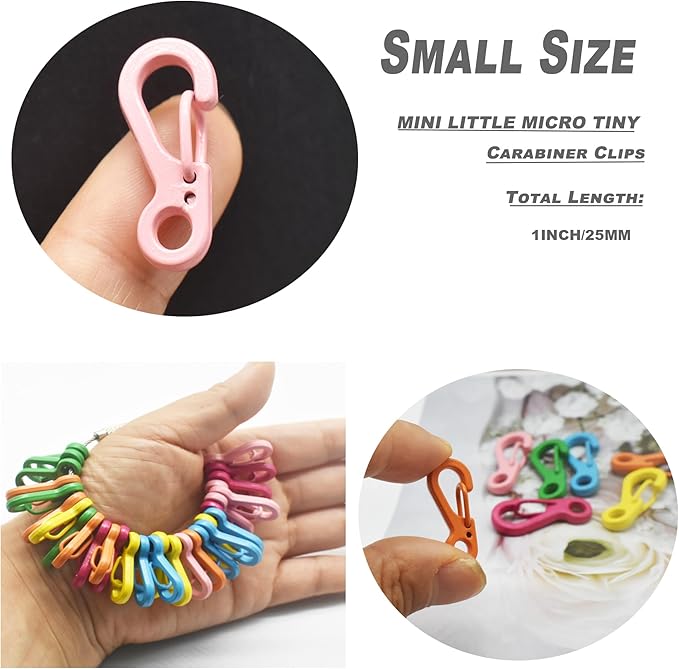 Mini Carabiner Clips with Metal Spring Wiregate Hook and Little Eye Hole for Keychain Backpack Clasps