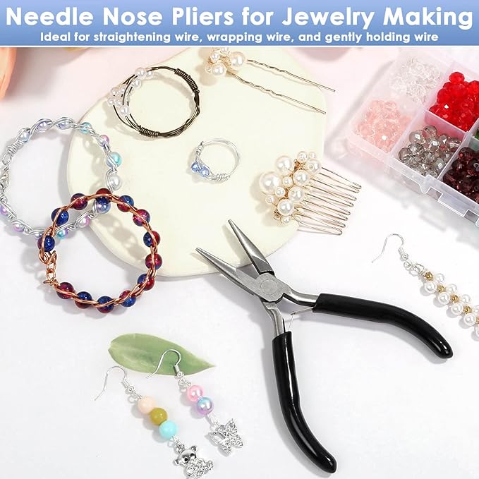 Billbotk Chain Nose Pliers For Jewelry Making, Flat Nose Jewelry Pliers, Craft Pliers For Jewelry Making