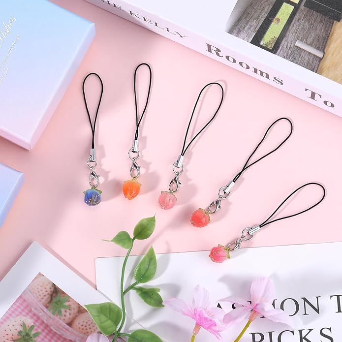 BEEFLYING Cute Charms for Mobile, Kawaii Charms Straps Aesthetic Y2K Cell Phone Pendants Accessories for Phone Bag Keychain Airpods Camera Wallet Decor