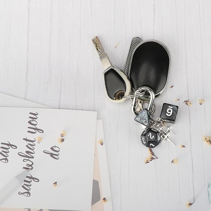 2 Pcs Dice Charm Keychain, Y2K Aesthetic Bag Accessory for Women and Men, Durable Zinc Alloy Key Chain for Purses, Backpacks, Cars, and Phone Cases, Retro Present for Friends