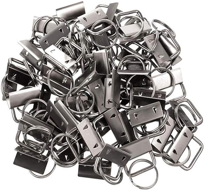 Qovydx 45Pcs 1 Inch Black Wristlet Key Fob Hardware 1" Black Key Chain Fob Wristlet Hardware with Split Rings Key Fob Keychain Wristlet