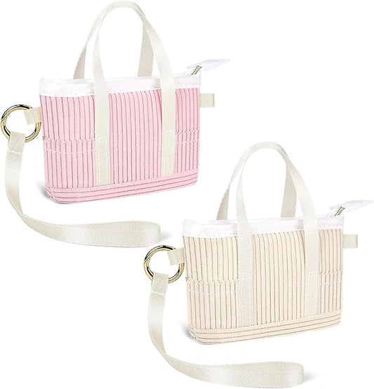 2 Pack Coin Purse Keychain, Mini Tote Bag Keychain with Wristlet, Cute Makeup Pouch Bag Wallets Accessories