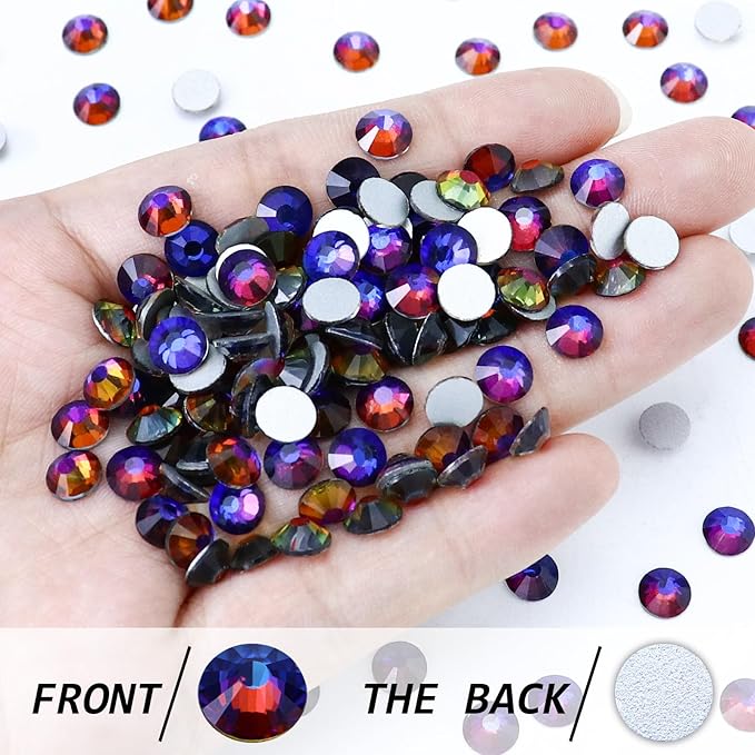 1440PCS SS20 Crystal Glass Flatback Rhinestones, Round Flat Back Crystal Gems for Nail Art and Craft Clothes, Glue Fix Diamond Stones Blue Flame (4.6-4.8mm)