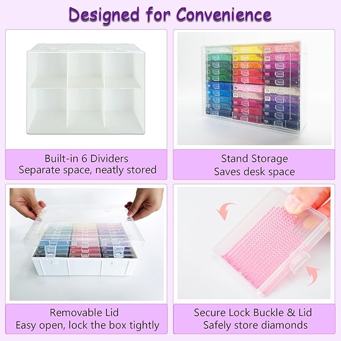 30 Pcs Diamond Art Storage Trays with Lids Diamond Painting Storage Box with Full-Color Labels Diamond Painting Accessories Diamond Art Beads Organizer Box for Adult Crafts