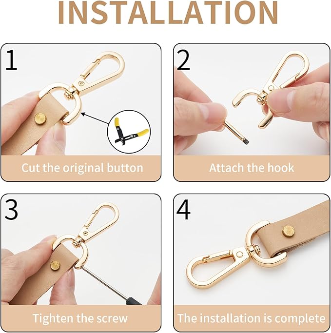 4PCS Detachable Snap Hook Swivel Clasp with Screw Bar, Multiple Sizes Hardware for Changing Bag Straps,Gunmetal1 1/4