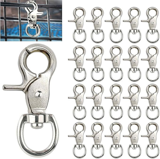 20PCS Trigger Snap Hooks 2.32'' x 0.82'' Heavy Duty Swivel Snap Hooks Metal Clasps Lanyard Clips for Bird Cage Key Chains