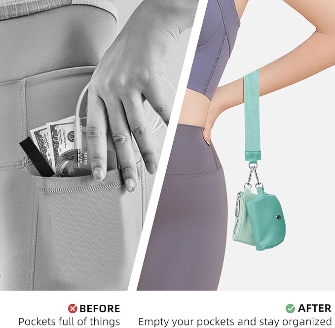 Keychain Wallet Mini Zip Around Wristlet Wallets for Women Detachable Dual Pouch Wristlet Portable Coin Purse Small Wallets