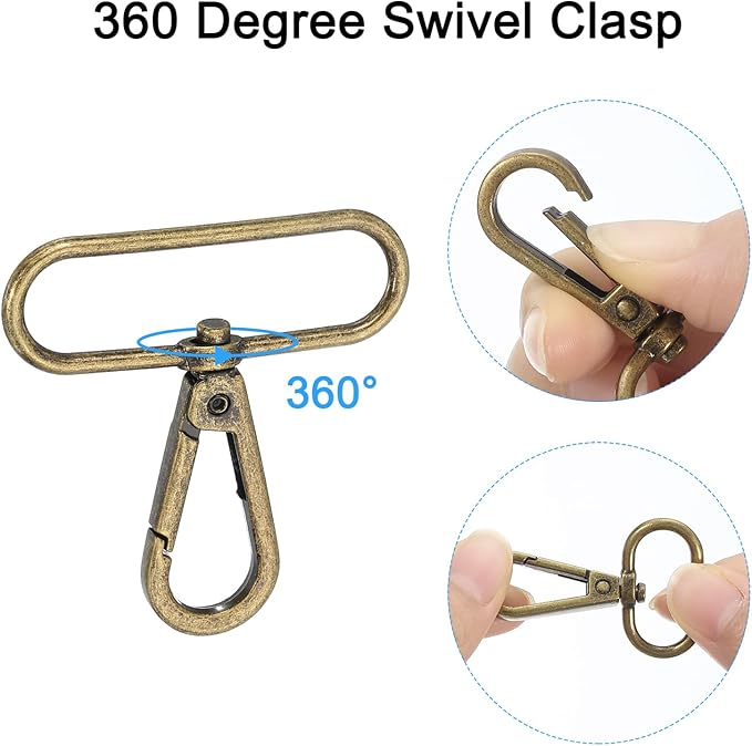 uxcell 12 Pcs Swivel Clasp Hook, 1.97" Purse Snap Clasps Detachable for Bag, Bronze