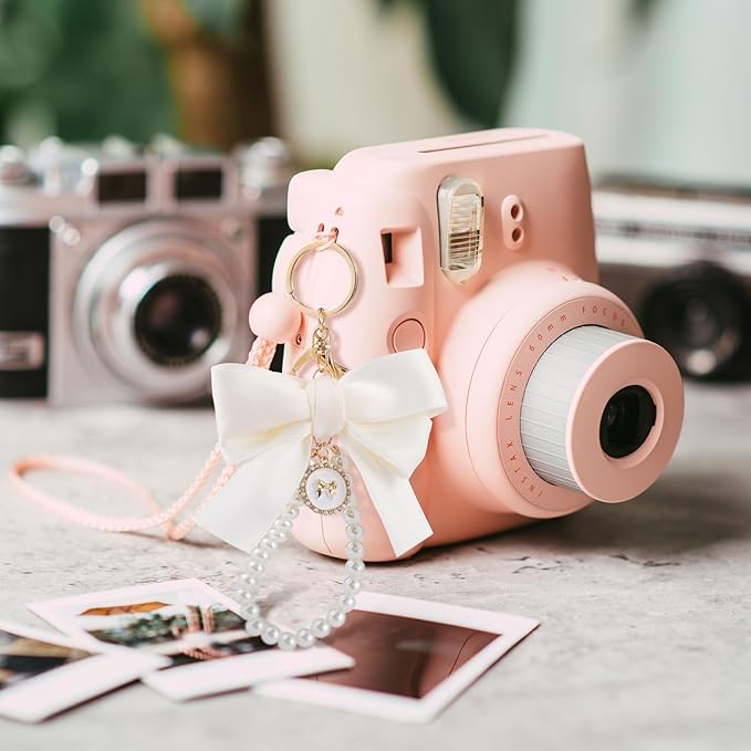 Joez Wonderful Pearl Bow Keychain, Cute Pink Bowknot & Pearl Keyring Charms, Aesthetic Keychain