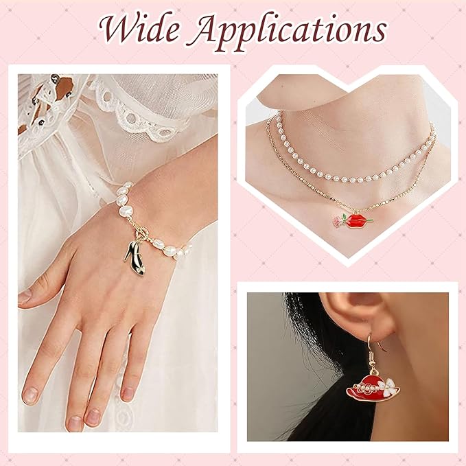 Stiesy 45 Pcs Lady Theme Alloy Enamel Charms Lip Hat High-heeled Shoes Lipstick Shape Dangle Charms Pendant for DIY Jewelry Making Necklace Bracelet keychain Crafts