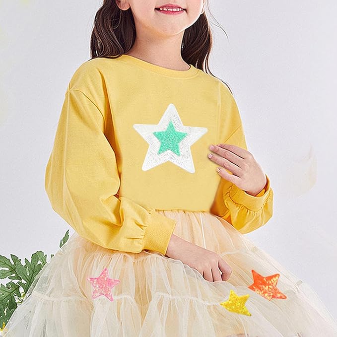 10Pcs Sequin Star Iron on Patches Large Glitter Stars Patches Embroidery Iron on Stars for Hats Clothes Backpacks Costume