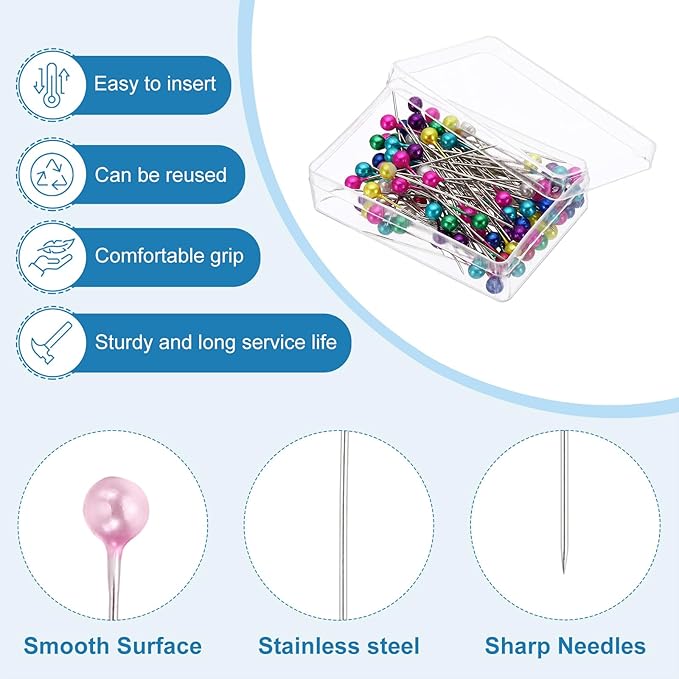 PATIKIL Sewing Pins, 600 Pcs 1.5 Inch Straight Pin with Plastic Pearlized Ball Head for Fabric, Decorative, Jewelry DIY, Craft and Sewing Project, Multicolor