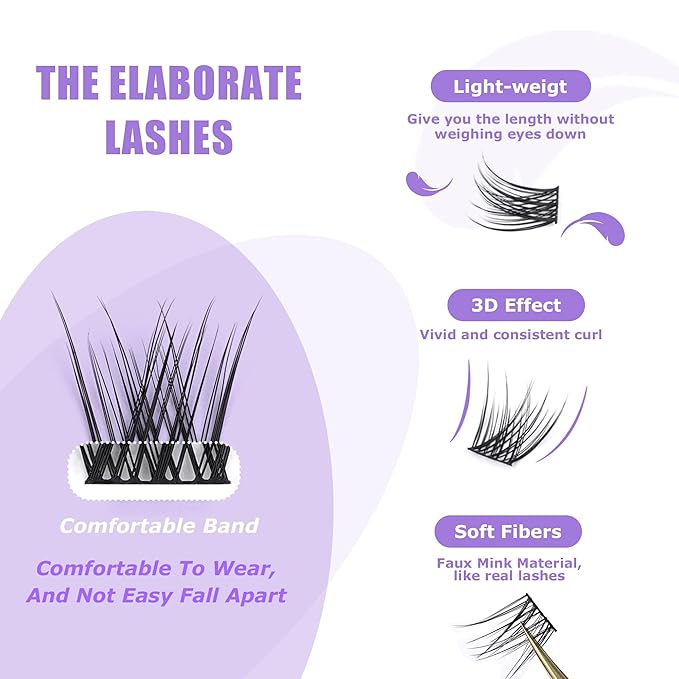 GAQQI Lash Clusters, Eyelash Clusters 120PCS C Curl Individual Lashes, Wispy Cluster Eyelash Extension 10-16mm Mixed Length, Natural Looking Cluster Lashes （GQ03, C Curl, 10-16mm)