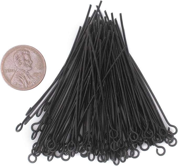 The Bead Chest Midnight Brass 21 Gauge 2 Inch Eye Pins (Approx 100 Pieces)