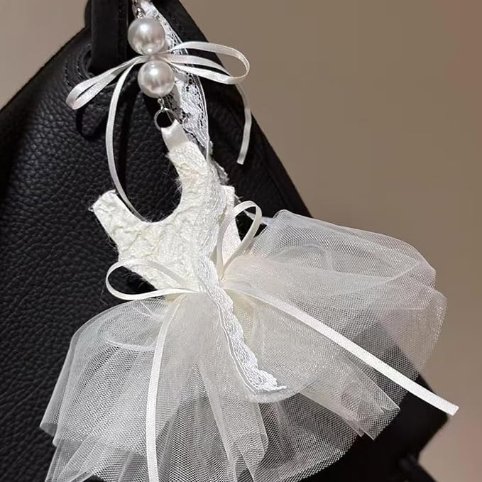 Stylish Tulle Ballet Slipper Keychain Featuring Lace Ribbon And Sparkling Pearls Accessories Bag Purse Decoration Unique Ballet Women