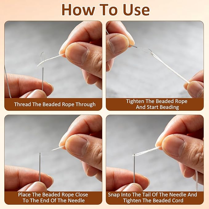 4 Pack Stainless Steel Beading Needles Set - Big Eye,Curved & Clip - Style,5.3-6.7 Inches,Ideal for Jewelry Making Like Bracelets & Necklaces