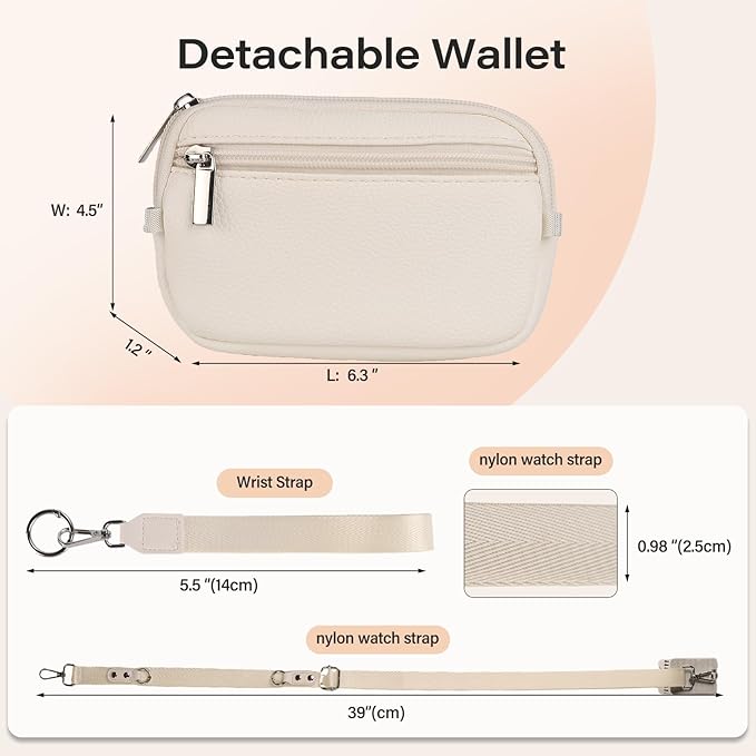 Phone Lanyard Crossbody with Wallet，Detachable Phone Strap Wristlet with ID Window and Zipper，Adjustable Strap for All Phone