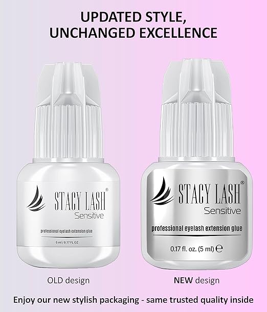 STACY LASH Sensitive Eyelash Extension Glue 0.17fl.oz/5ml / 5-6 Sec Drying time/Retention – 4-5 Weeks/Black Adhesive/Professional Supplies