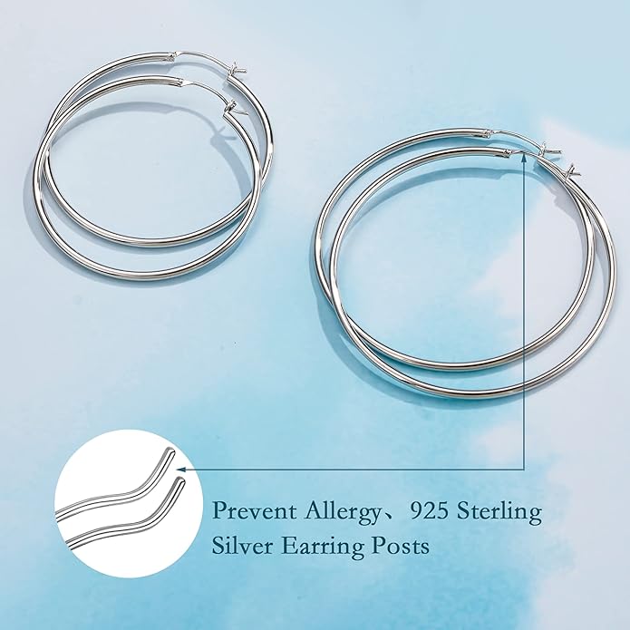 M MOOHAM 14K-Gold-Plated Hoop Earrings for Women - Hypoallergenic 14K Gold 925 Sterling silver-plated Post Sensitive Ears Nickel Free Hoops Earrings Set for Women Jewelry Lightweight 13-60mm