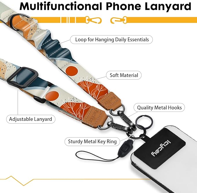 Phone Lanyard Crossbody, Abstract Art Cell Phone Strap for Around The Neck Adjustable, Anti Theft Cute Lanyard for iPhone Case ID Holder Keys Accessories Travel Essential