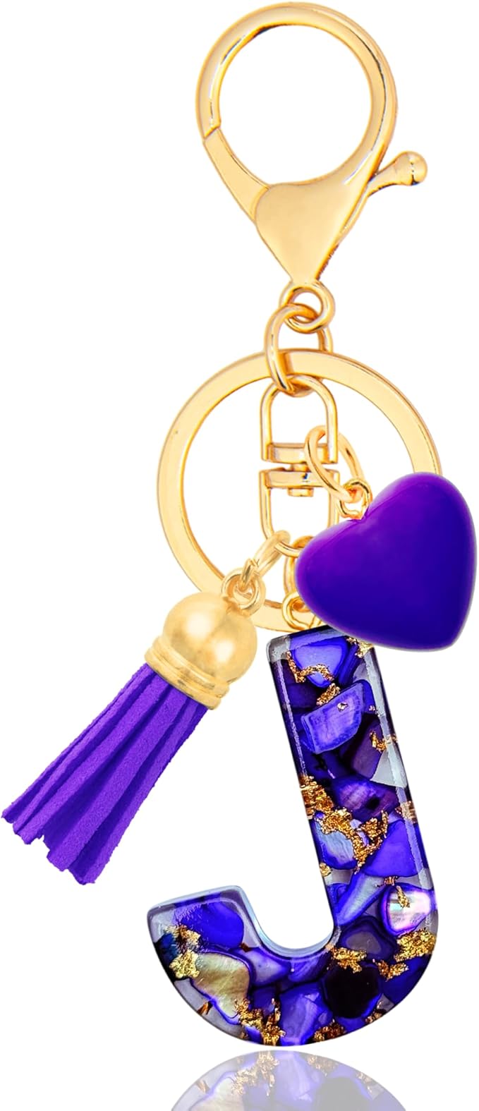 Initial Keychains for Women with Cute Heart Resin - Alphabet Letter Keychain for Bag, Backpacks, Purse or Car key