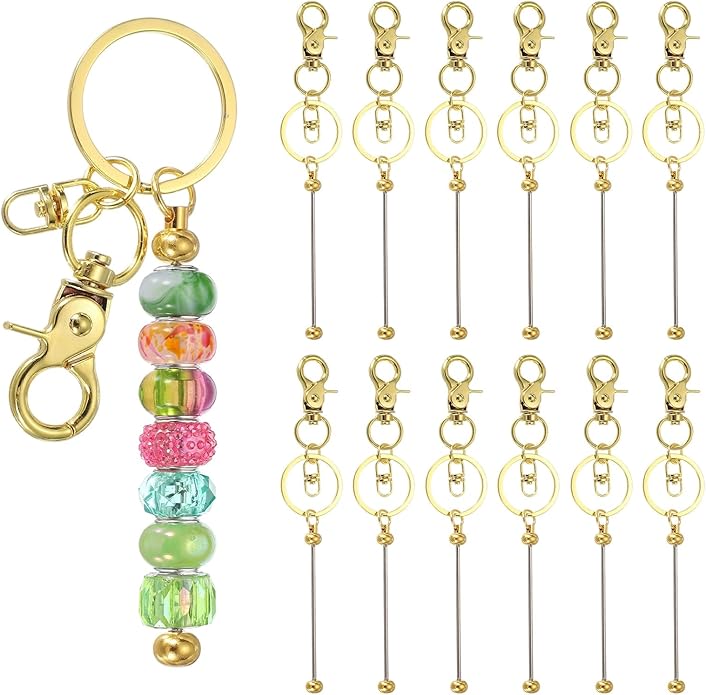 uxcell Beadable Keychain, Keychain Making Supplies, Blank Bead Metal Chain Bars for DIY Crafts Jewelry Making Gift