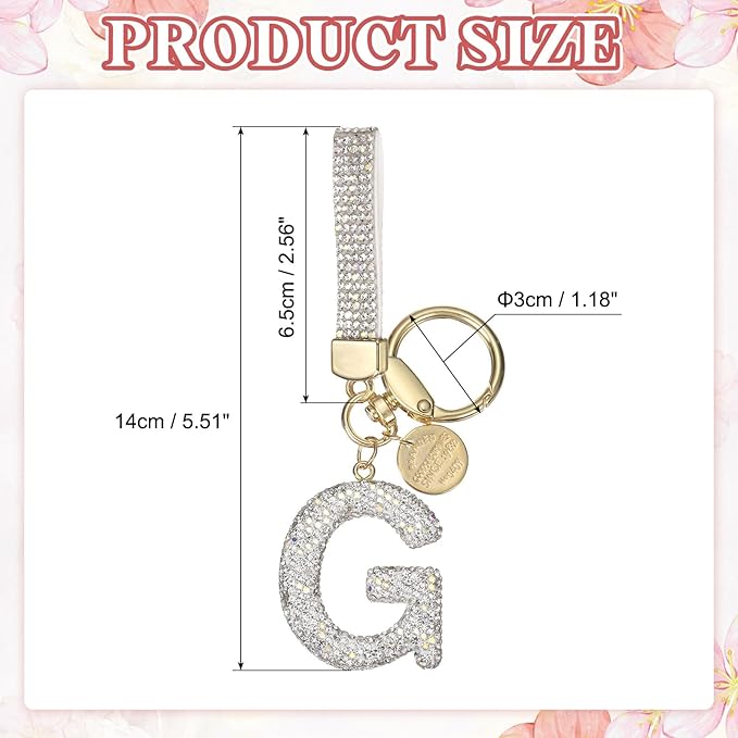 PATIKIL Initial Letter Keychain, Cute Sparkly Rhinestone Key Chain Alphabet Charm for Car Keys Handbags Purse