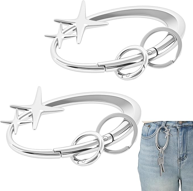 Large Star Carabiner Keychain 8 Ball Dice Charm Keychain Y2K Aesthetic Key Ring Cool Extra-Large Shiny Chrome